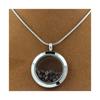 Stones and Minerals. Raw Brown Diamond Necklace. 20 Mm Medallion Model. Color Silver.