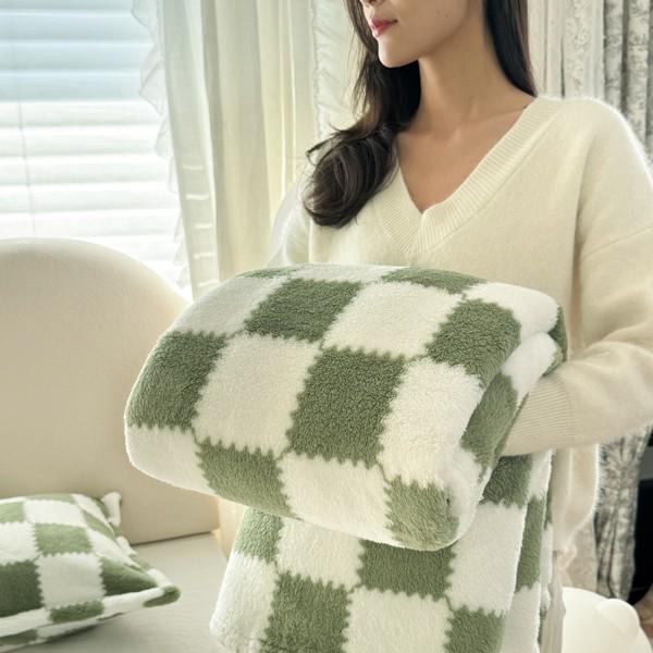 Flanelová kostkovaná deka - Silná sametová deka na spaní, přehoz na pohovku a klimatizační deka