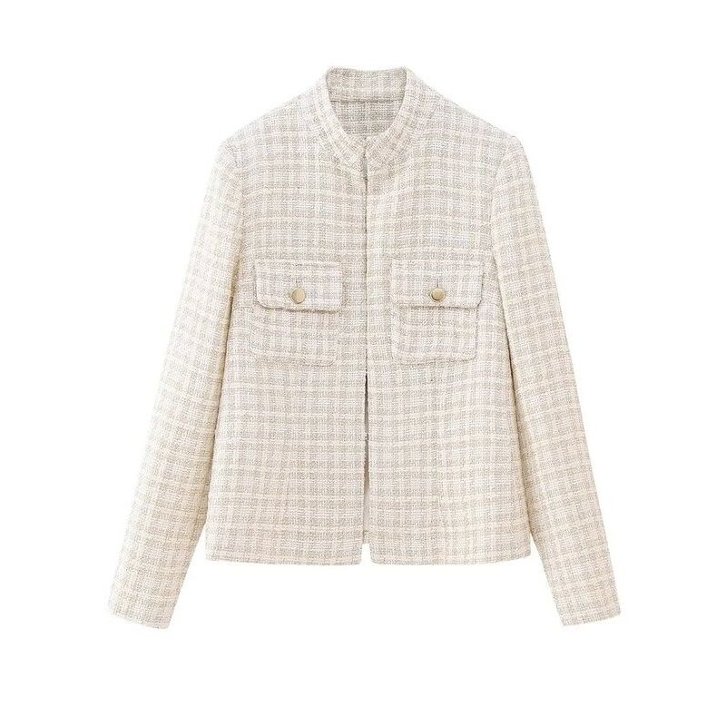 Fall 2023 New Arrival Fashion Style Women's Clothing Classic Style Stand Collar Texture Suit Outwear 8001700 170