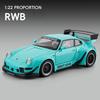 1/22 Porsche 993 RWB 911 Supercar Alloy Model Car Toy Diecasts Metal Casting Sound and Light Car Toys for Children Vehicle