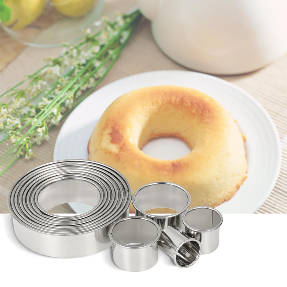 12pcs/set Multifunctional Stainless Steel Circle Cookie Cutter DIY Fondant Cake Decoration Molds