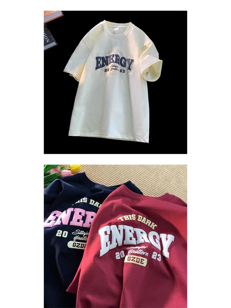 Men's Burgundy Oversized Retro Summer T-Shirt - Short Sleeve, Pure Cotton, Five-Sleeve Trend