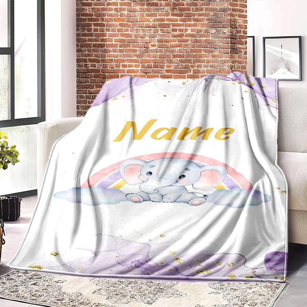 Elephant Rainbow Name Blanket Comfortable Soft Lightweight Multipurpose Blanket For Picnics Sofas Offices Beds Living Rooms Perfect Gift For Friends'