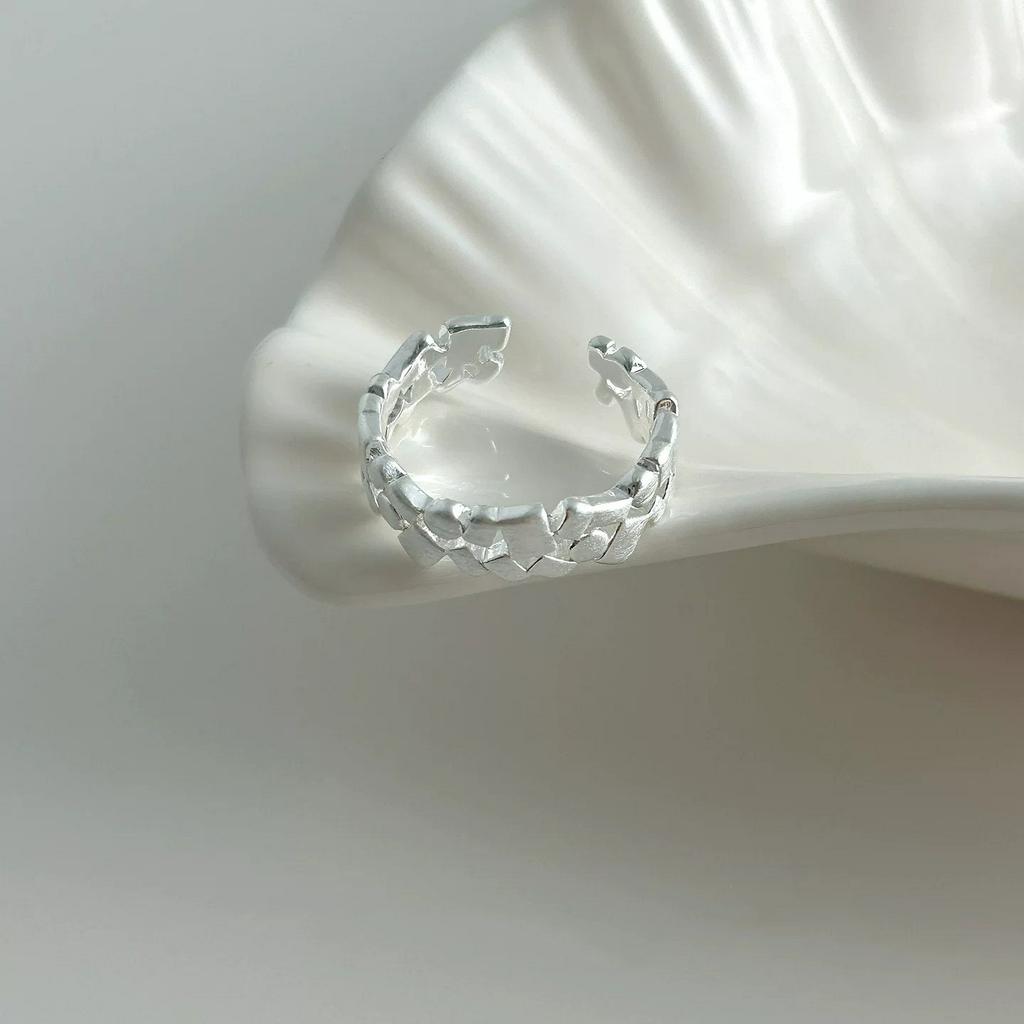 VENTFILLE 925 Sterling Silver Retro Ring For Women Irregular Blocks Adjustable Simple Temperament Party Gift Jewelry New Trendy
