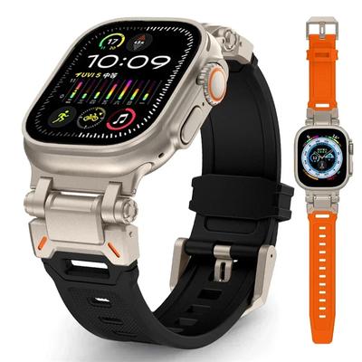 Luxuriöses Gummiarmband für Apple Watch Band Ultra 2 1 49 mm 45 mm 44 mm 42 mm, weiches Sportarmband für iWatch Serie 9 8 7 6 5, Armbandzubehör