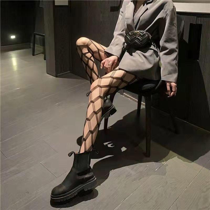 Женские прозрачные бодистокинги Модные женские сексуальные узорчатые сетчатые колготки Стройнящие ноги Длинные сетчатые носки Рыболовная сеть Нейлоновые колготки One Size