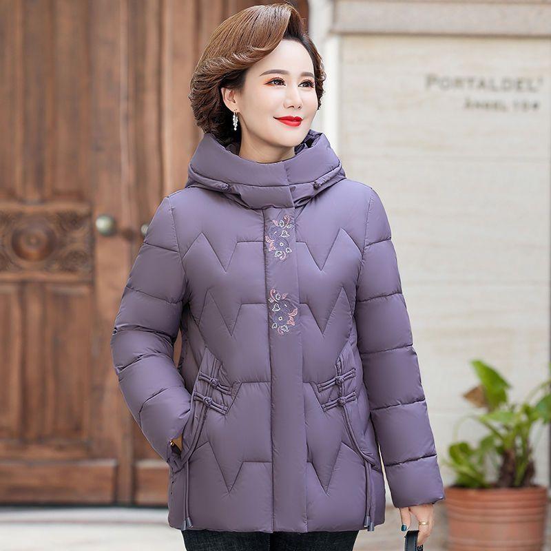 Dam Vinter Dunjacka Bomullsfoder Fleece Huva Tjocka Parkas Varm Lös Lång Kappa Vinter Överrock Lös Passform