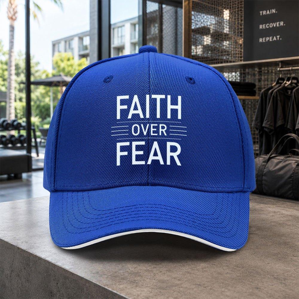 1pc Easy Faith Over Fear Sandwich Baseball Cap Unisex Easy Lightweight Adjustable Outdoor Duckbill Hat Suitable For Concerts Pa