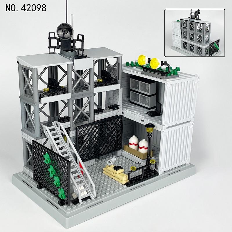 Bai Fen Bai Dolls And Toys Unisex Moc Military Weapons Factory Prisoner Police Station Wire Mesh Cage Mini Action Figures Building Bricks Military Army Blocks Toy