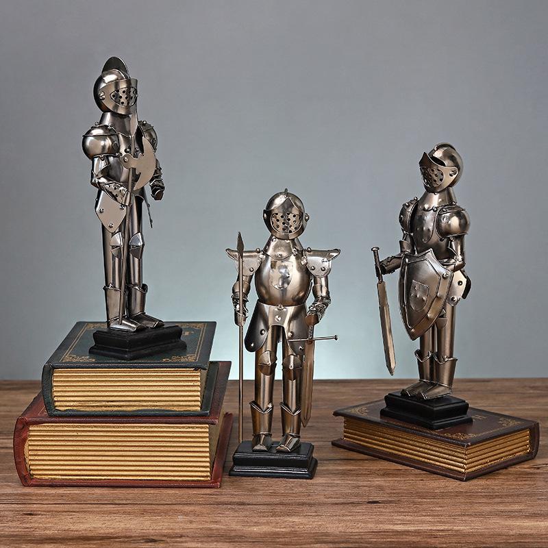 Nordic Wind Metal Spartan Warrior Ornament Creative Home Table Top Decoration Handicraft Metal Ornament