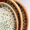Rattan Fruit Plate Fruit Basket, Oval Hand-woven Shell Tray Household Living Room Snack Desktop Storage Trays