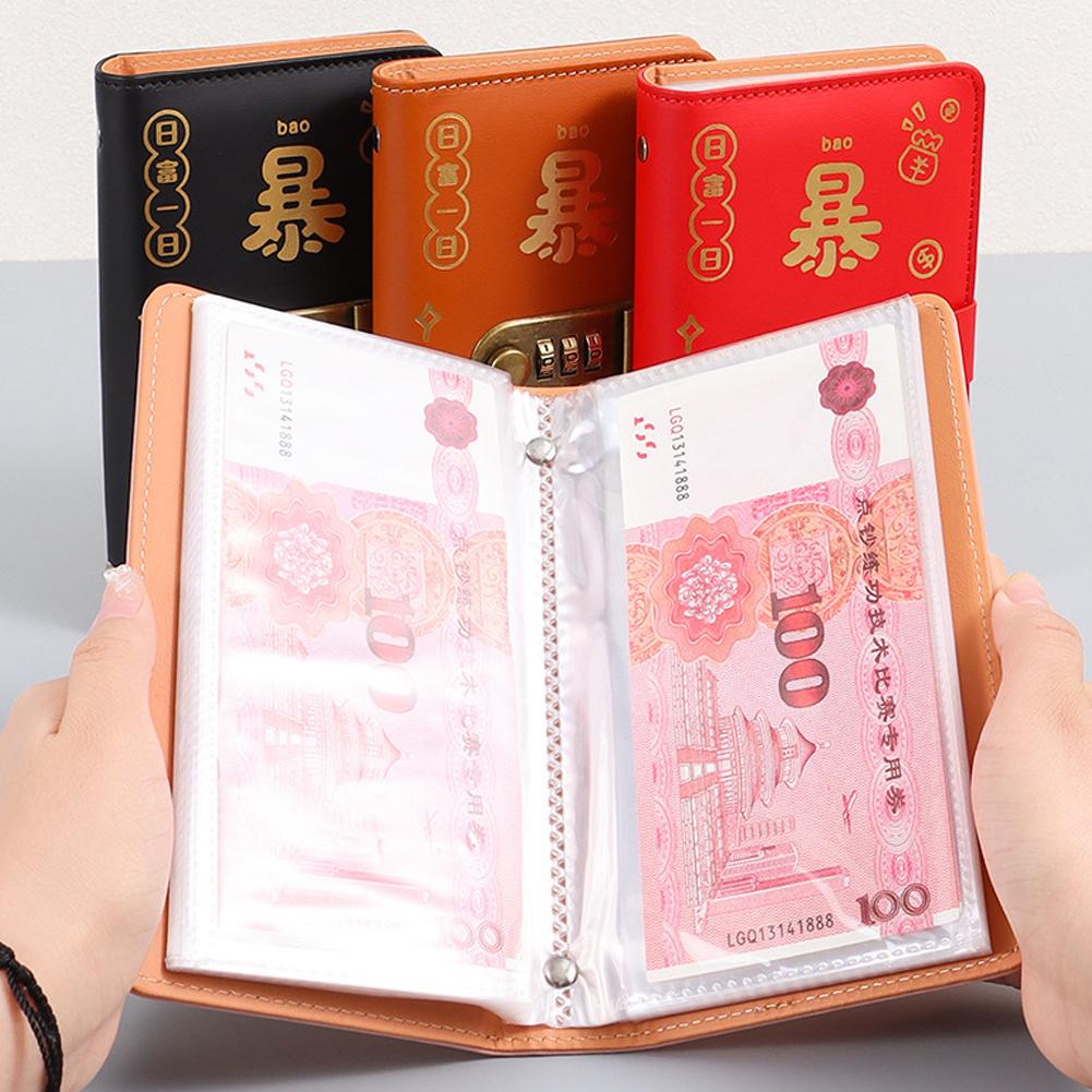 Large Capacity Password Savings Book Good Luck Storage Management Book And Red Financial Bag Po M7N2