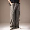 High-end American retro multi-pocket overalls men's summer trendy brand straight pleated loose wide-leg casual pants men