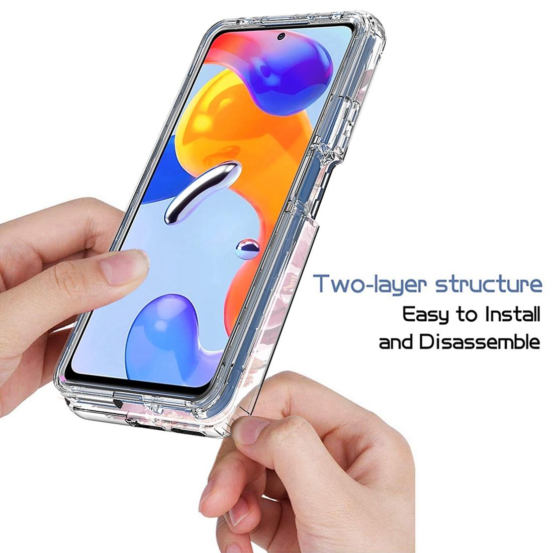 

For Xiaomi Redmi Note 12 Pro 4G/11 Pro 4G (MediaTek)/Note 11 Pro 5G (Qualcomm) PC Frame+TPU Cover 2-in-1 Transparent Phone Anti-drop Case Purple Flower