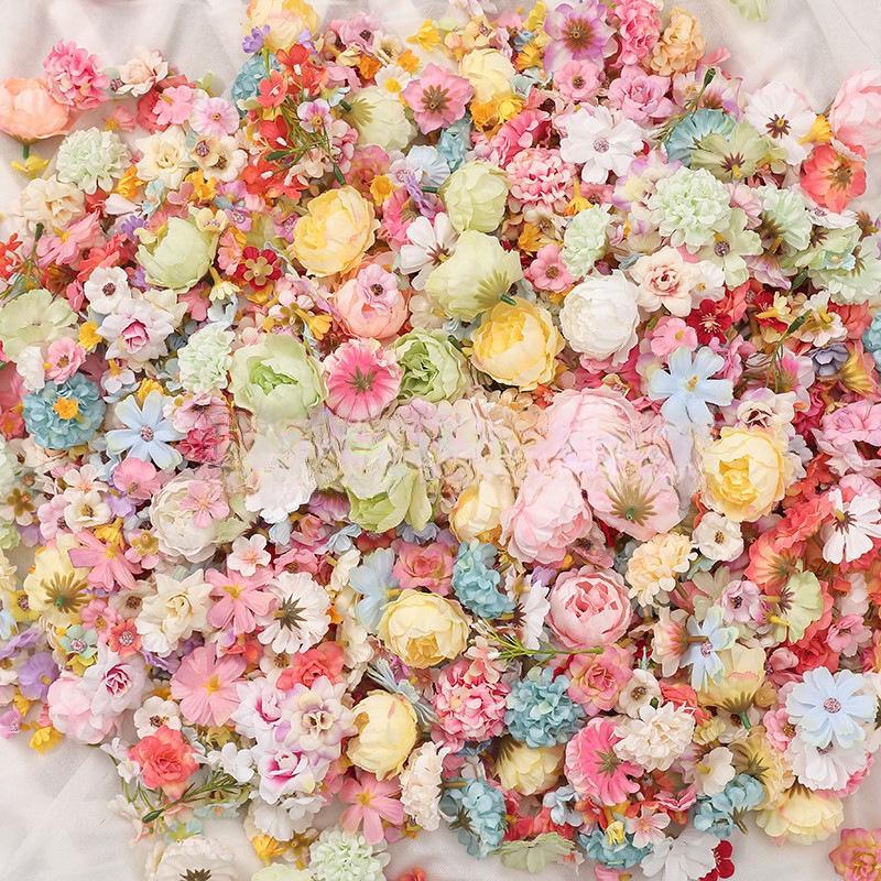 Silk Flower Headwear & Wreath Mixed Material Pack for Weddings 20 Random Color Small Flowers 3-5cm Pack
