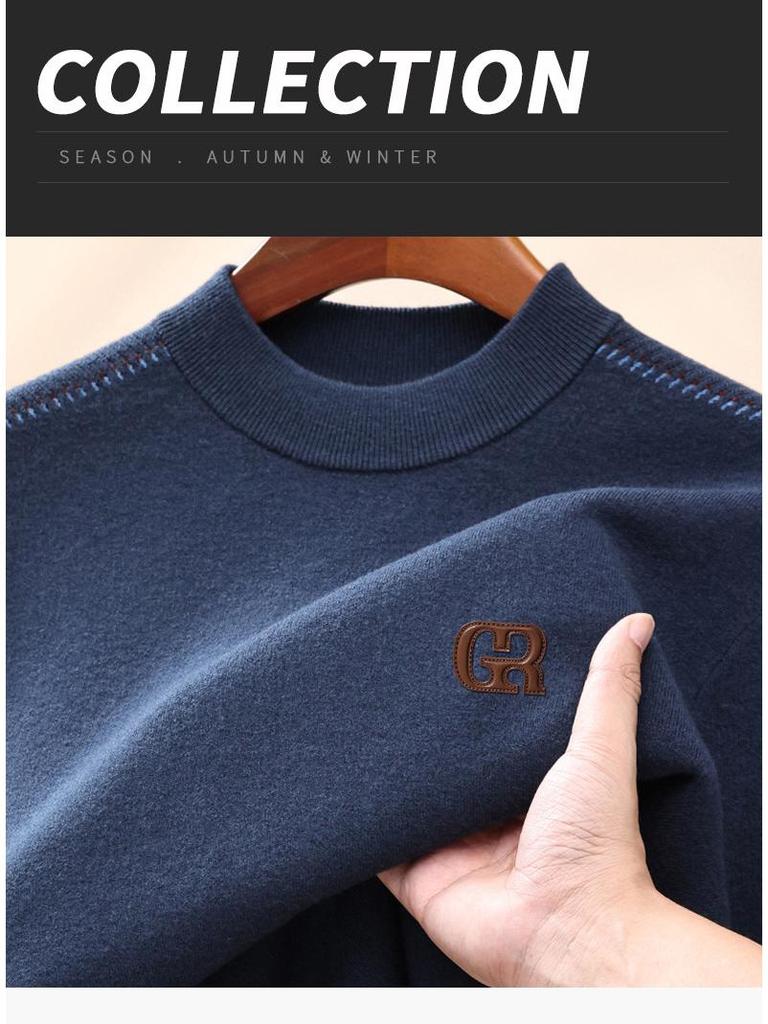 Men's 100% Wool Sweater - 2025 Autumn/Winter New Style Round Neck High-End Knitwear