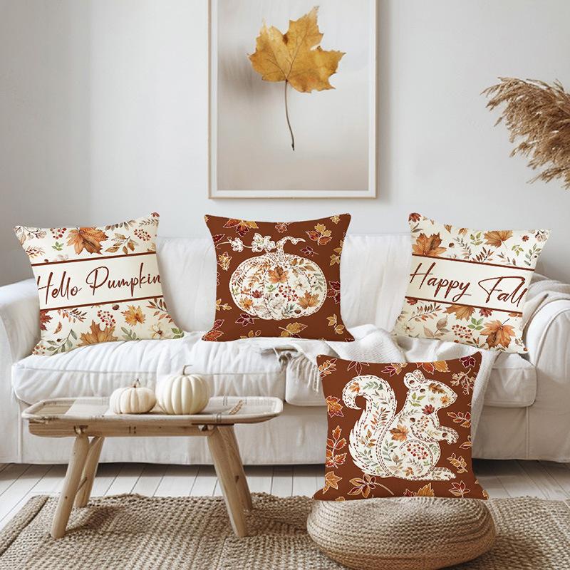 Pillow Cover Autumn Maple Leaf Polyester Print Home Living Room Decoration Pillow Cover Bedroom Cushion Cover
