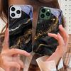 Dunkel Vergoldet Schwarz Für IPhone 16 Pro Max 15 Pro 14 13 12 Mini 11 XS Max XR 7 8 Plus SE 2022 Gehärtetes Glas Handyhülle
