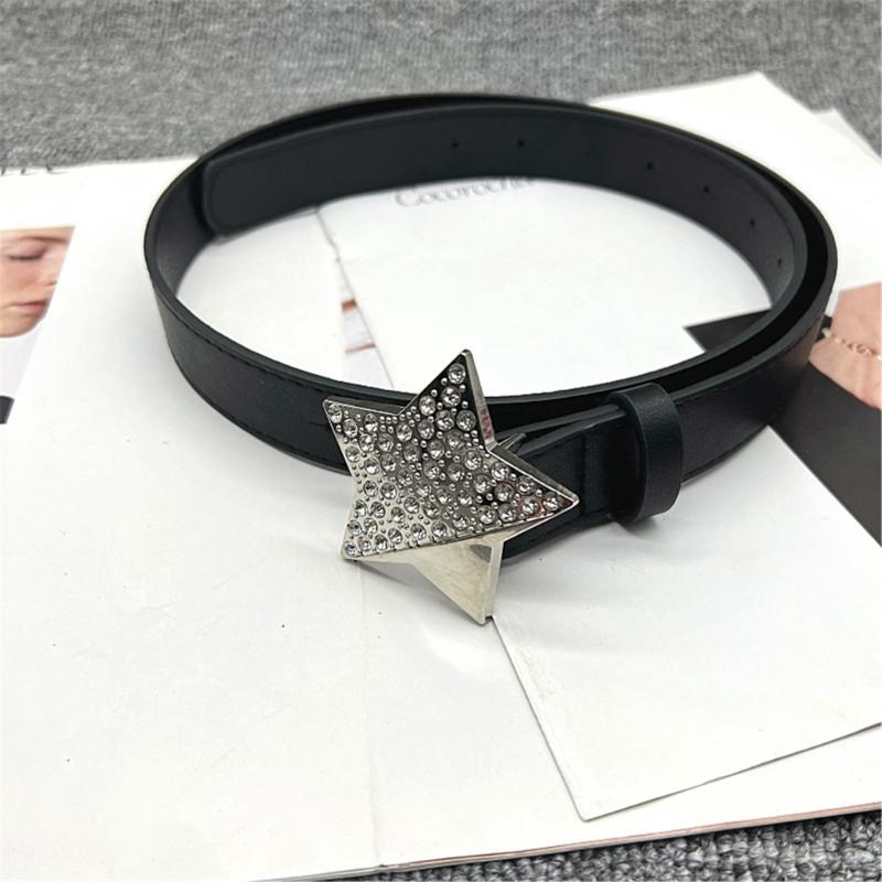 Adult Harajuku Belt with Rhinestone Light Luxurious Ladies Locomotive Waistband