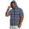 Felpa con Cappuccio da Uomo a Maniche Corte con Stampa a Quadri Retrò, Pullover Leggero Casual per l'Uso Quotidiano
