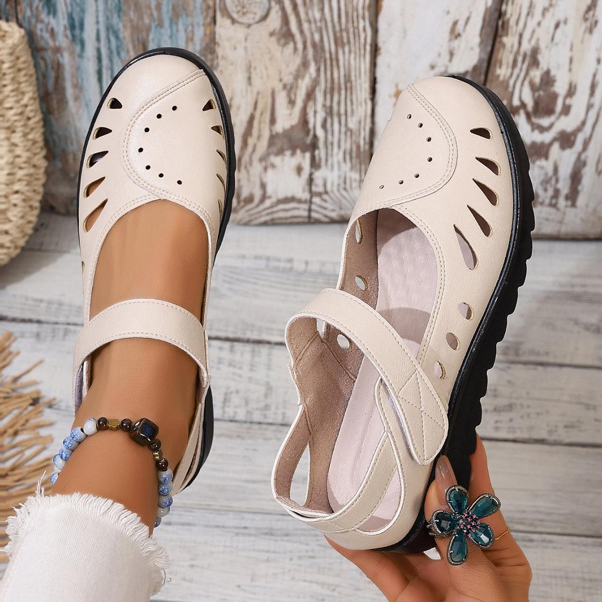 

Летние новые сандалии с открытым носком, дышащие сандалии на толстой подошве с застежкой-липучкой, модные повседневные туфли с мягкой подошвой и отверстиями 36