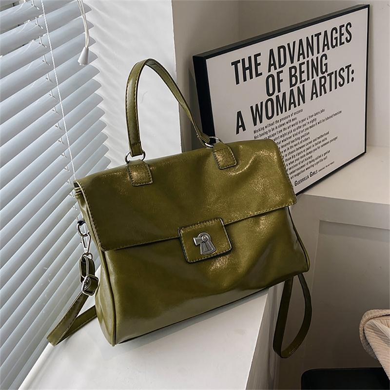 Große Kapazität Ölwachs Leder Umhängetasche Beliebte weiche Leder Vintage Aktentasche Damen Design Sinn Pendler Umhängetasche