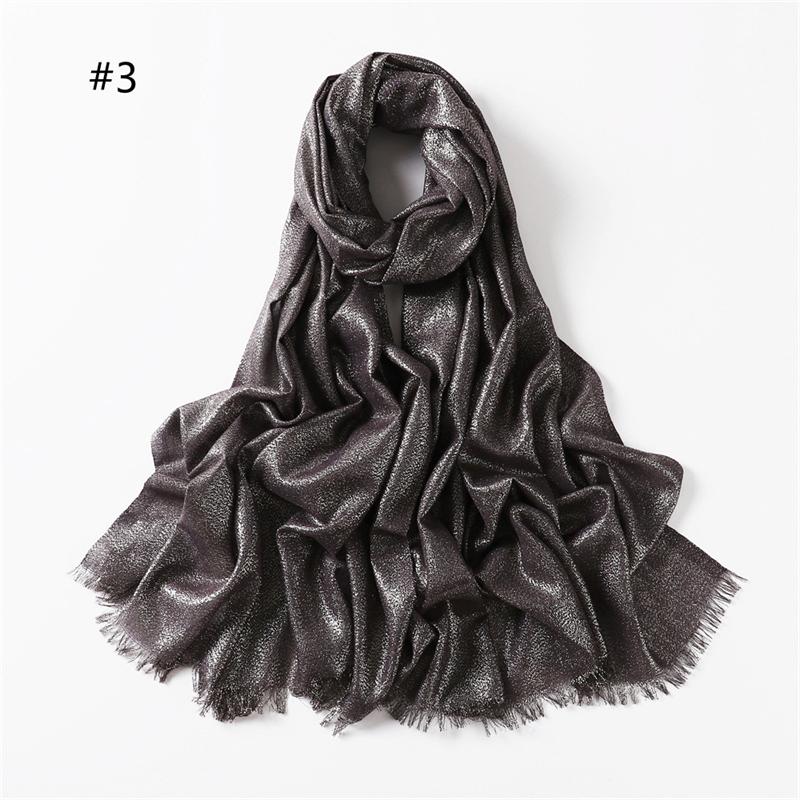 23 Colors Glitter Hijab Cotton Scarf Wraps Plain Shawls Rayon Fabric Silk Silver Wire Headscarf Muslim Scarf Women Instant Hijab