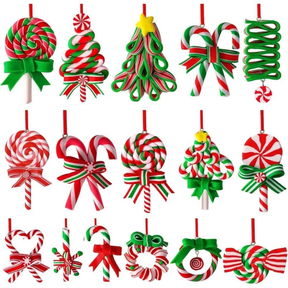 16/32Pcs Creative Christmas Lollipop Ornaments Colorful Christmas Tree Ornament  Party Supplies