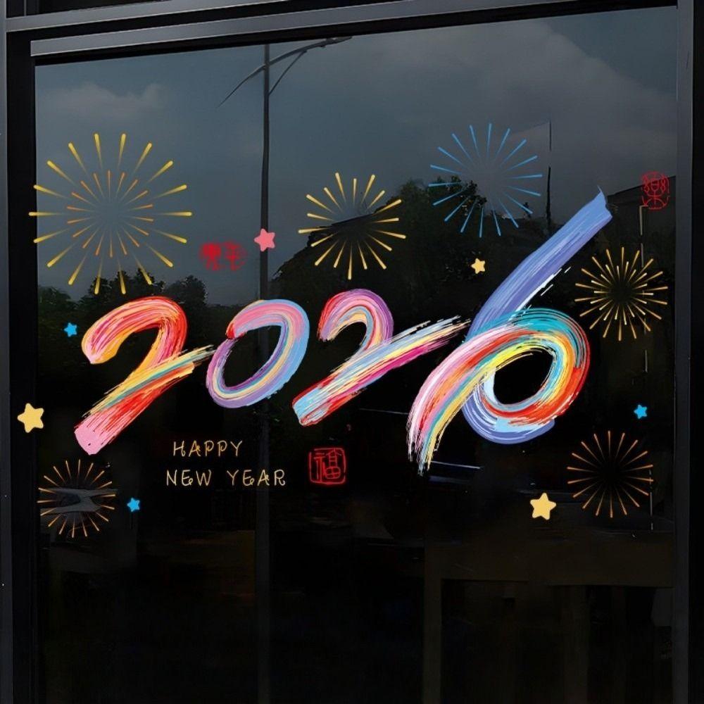 Large Size 2026 New Year Window Stickers Year of Horse Gifts PVC Festival Stickers  Household