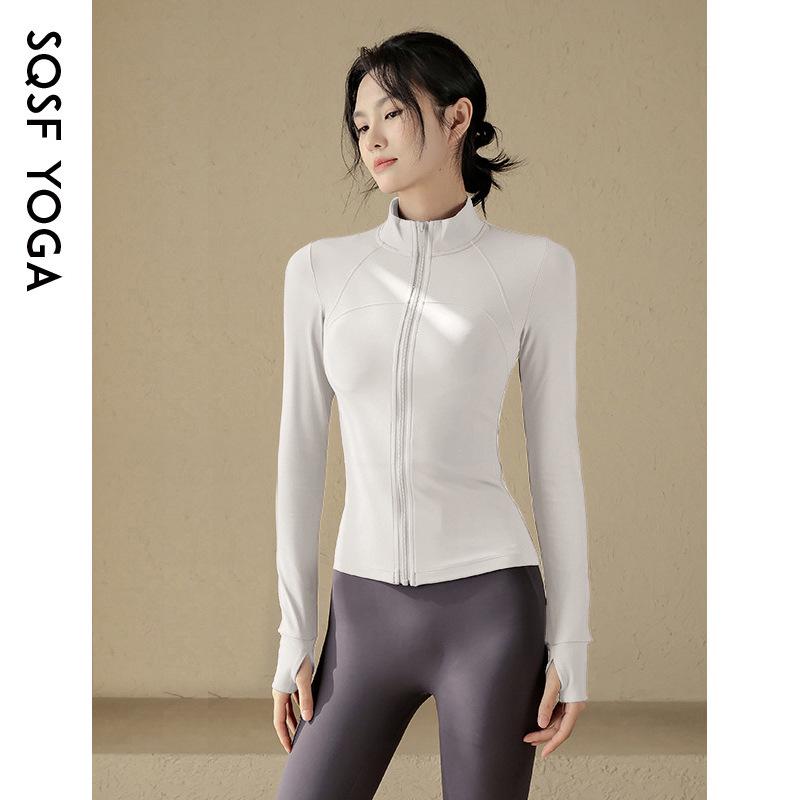 Slim-fit Quick-drying Clothes Women's Coat Spring Women's Blue Stand-up Collar Hatless Yoga Clothes Top 1011 New