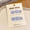Korean Style Blue Lace Plaid Hair Clip: Fresh, Sweet, and Versatile BB Clip for Children's Bangs.