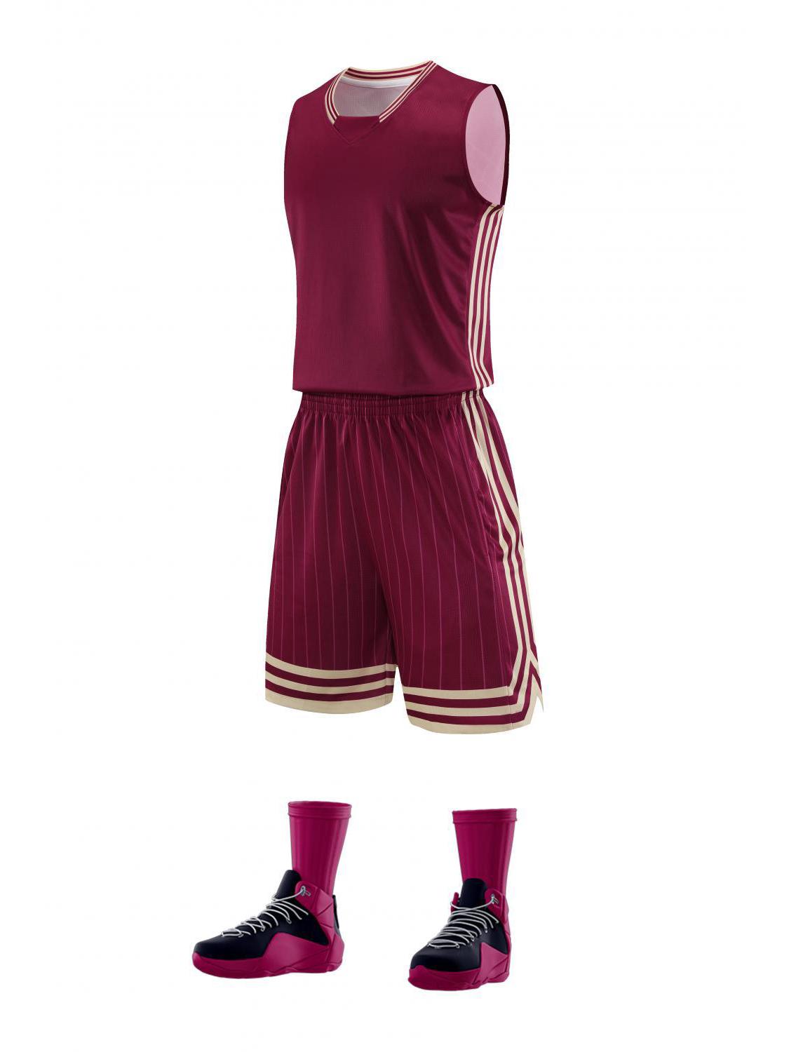 

Взрослая тренировочная форма для баскетбола: Быстросохнущая, дышащая джерси с настраиваемым логотипом и текстом XXL вино красного