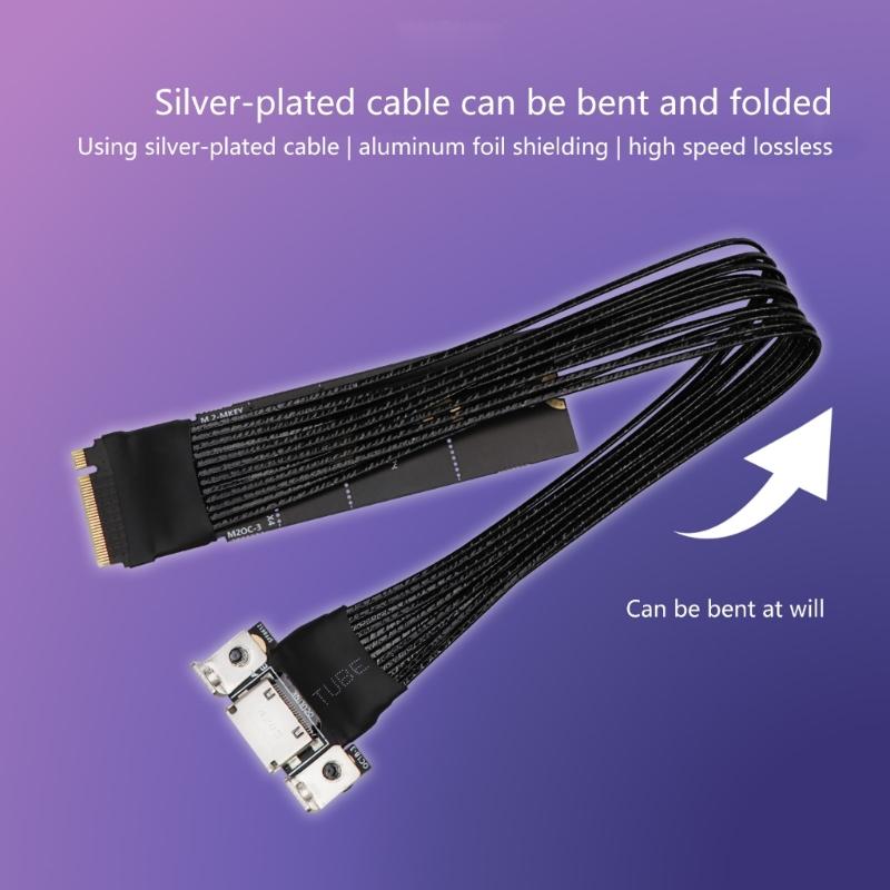 64Gbps M.2 To Oculink 4i Extension Cable PCIe4.0 Gen4 Silver Plated Cable for M.2 To SFF8611 Adapter Cable