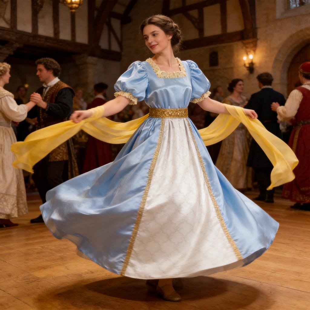 Midieval Fantasy Cosplay Dress With Linen Fabric For Stage Performances And Casual Events