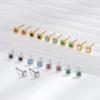 925 Sterling Silver Colorful Zircon Geometric Mini Stud Earrings for Women Hypoallergenic Jewelry Gift