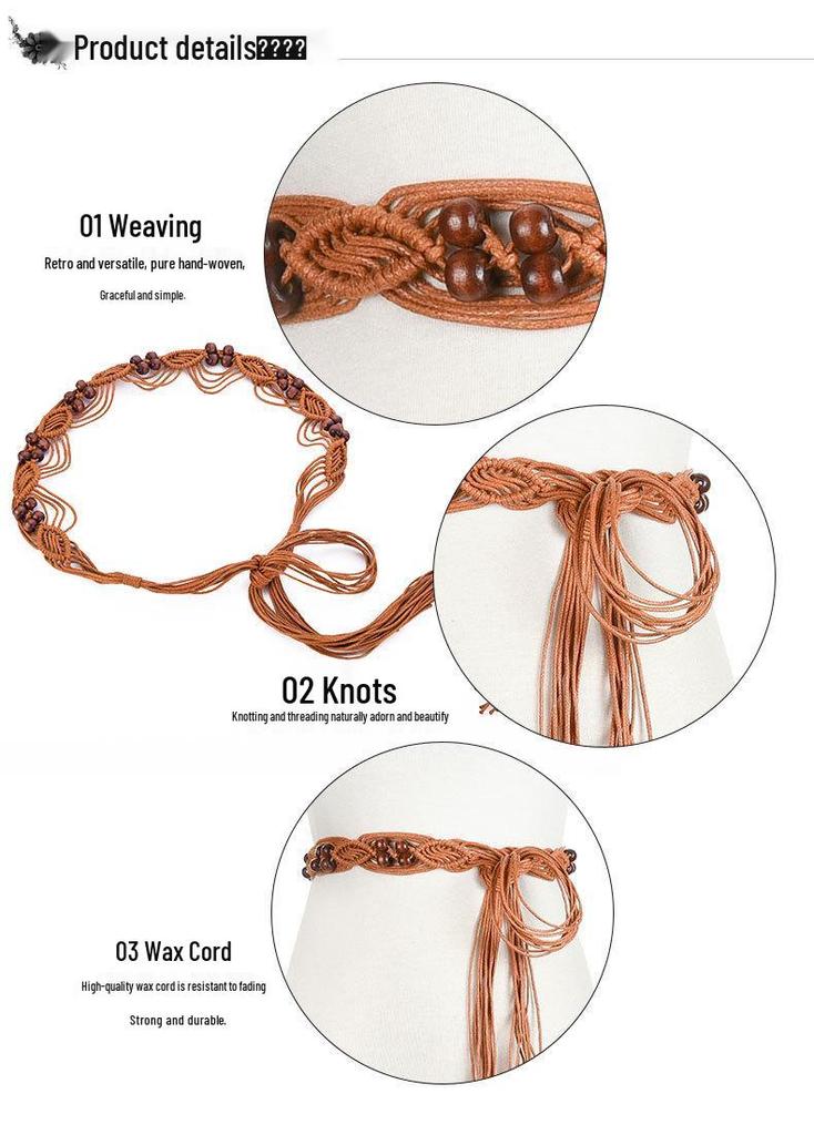 Ethnic Wax Rope Handmade Waistband Bohemian Waist Chain Belt Accessory