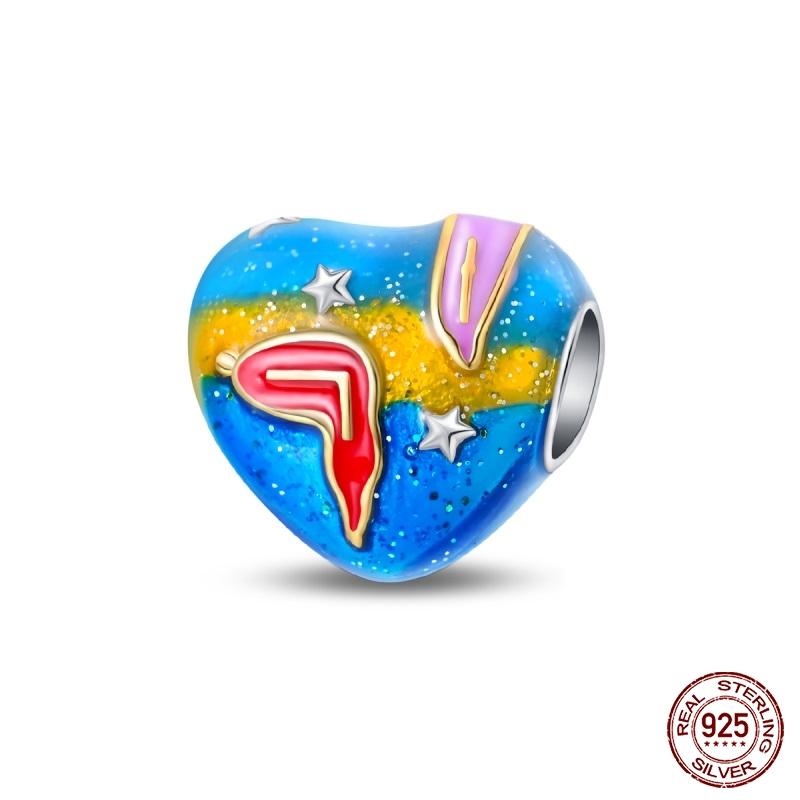 New Copper Fashion Glowing Space Astronaut Spaceship Charms Beads Fit Brand Original Bracelet Diy Jewelry Gift