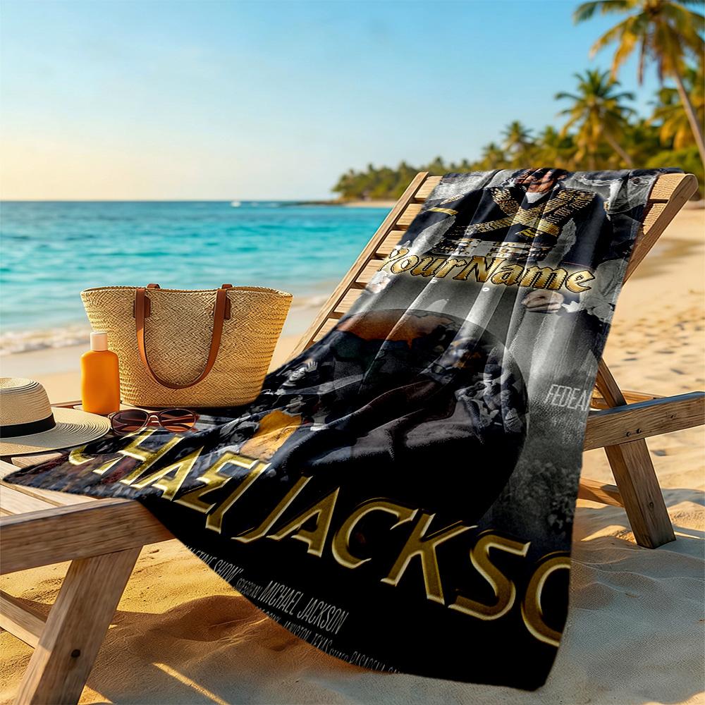 Michael Jackson Personalized Name Beach Towel High Absorbency & Quick-Dry Suitable for Swimming Gym Camping Yoga Vacation