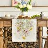 Floral Table Runner Spring Summer Linen Watercolor Flowers Plants Table Runner Machine Washable Table Protector for Home Farmhouse Dinner Party
