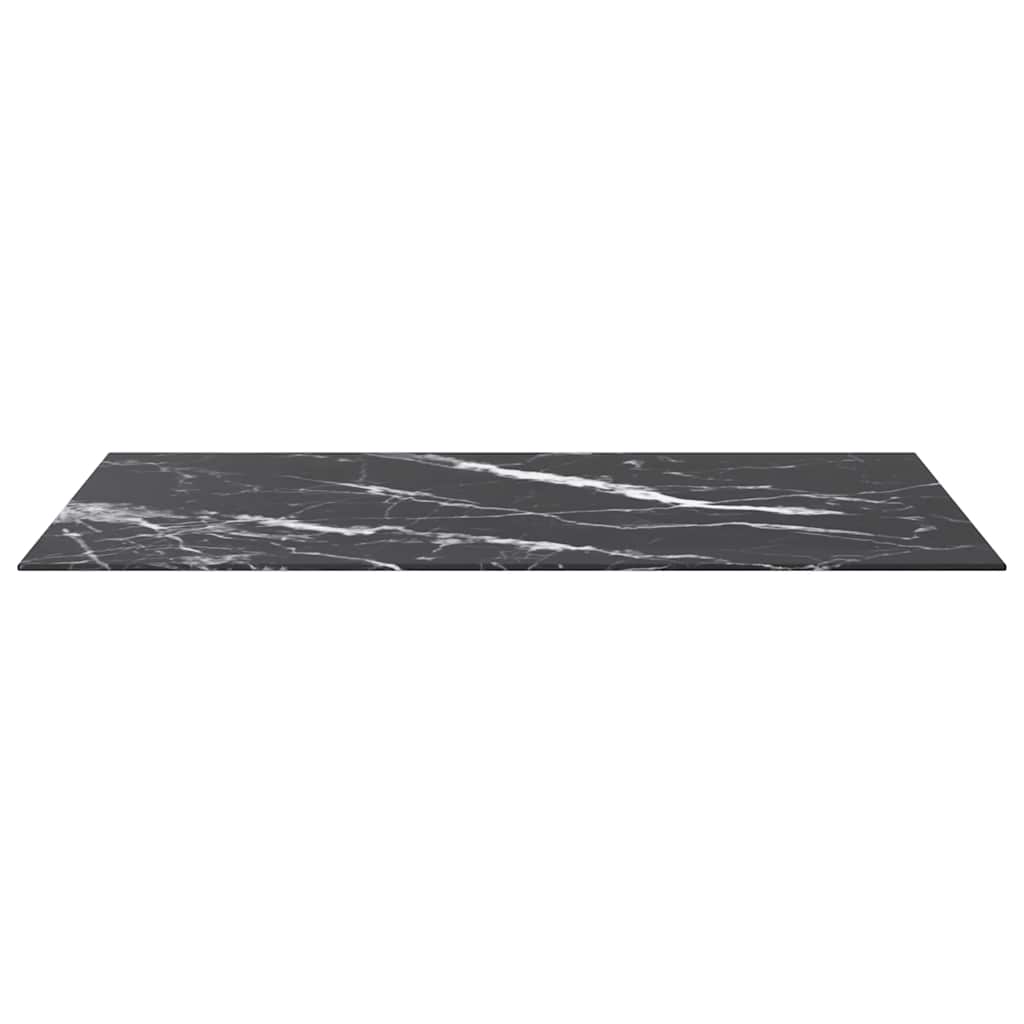 Schwarze Tischplatte 100 x 62 cm 8 mm Gehärtetes Glas mit Marmoreffekt