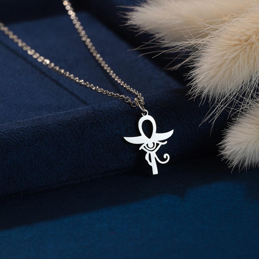 Kinitial Birth Flower Pendants Necklaces For Women Jewelry Ankh Cross Egyptian Leaves Moon Sun Butterfly Chain Choker Collares
