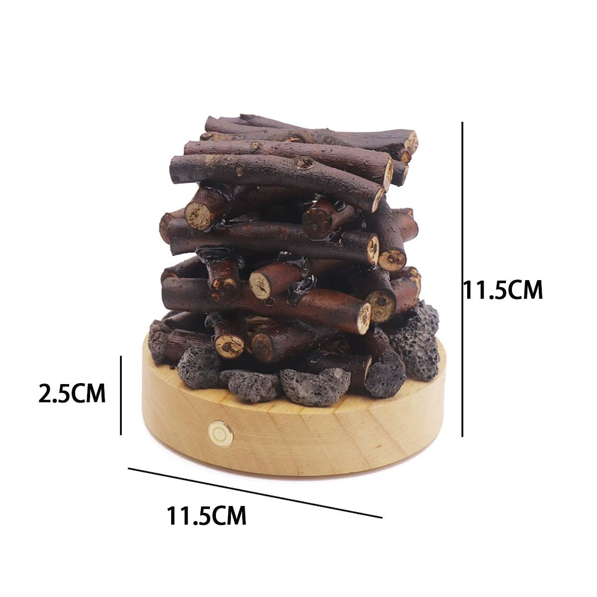 

Small Electric LED Fireplace Logs 3 Modes Adjustable Night Light Flame Lamp USB Rechargeable 3D LED Fake Fire Pit Firewood Lamp