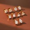 New Zircon Earrings for Women, Fashionable Versatile Studs, 18K Gold, Non-fading Titanium Steel Ear Jewelry Ring