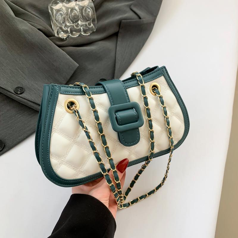 

Spring bag women s 2025 new fashion chain rhombus embroidery thread crossbody versatile ins Mori shoulder armpit bag синий