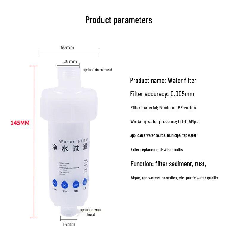 Hushållsvattenrenare: Dusch, Blandare, Tvättmaskin, Toalett Förfilter med Utbytbart PP Bomullskärna