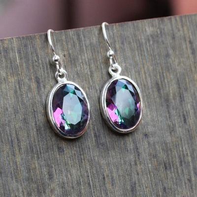 Mystic Topaz Gemstone Dangle Earring, Handmade Earring, Gift For Her, Birthday Gift, Bezel Earring, 925 Silver Jewelry