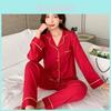 Ladies Ice Silk Long Sleeve Pajama Set With Embossed Check Pattern For Home Comfort