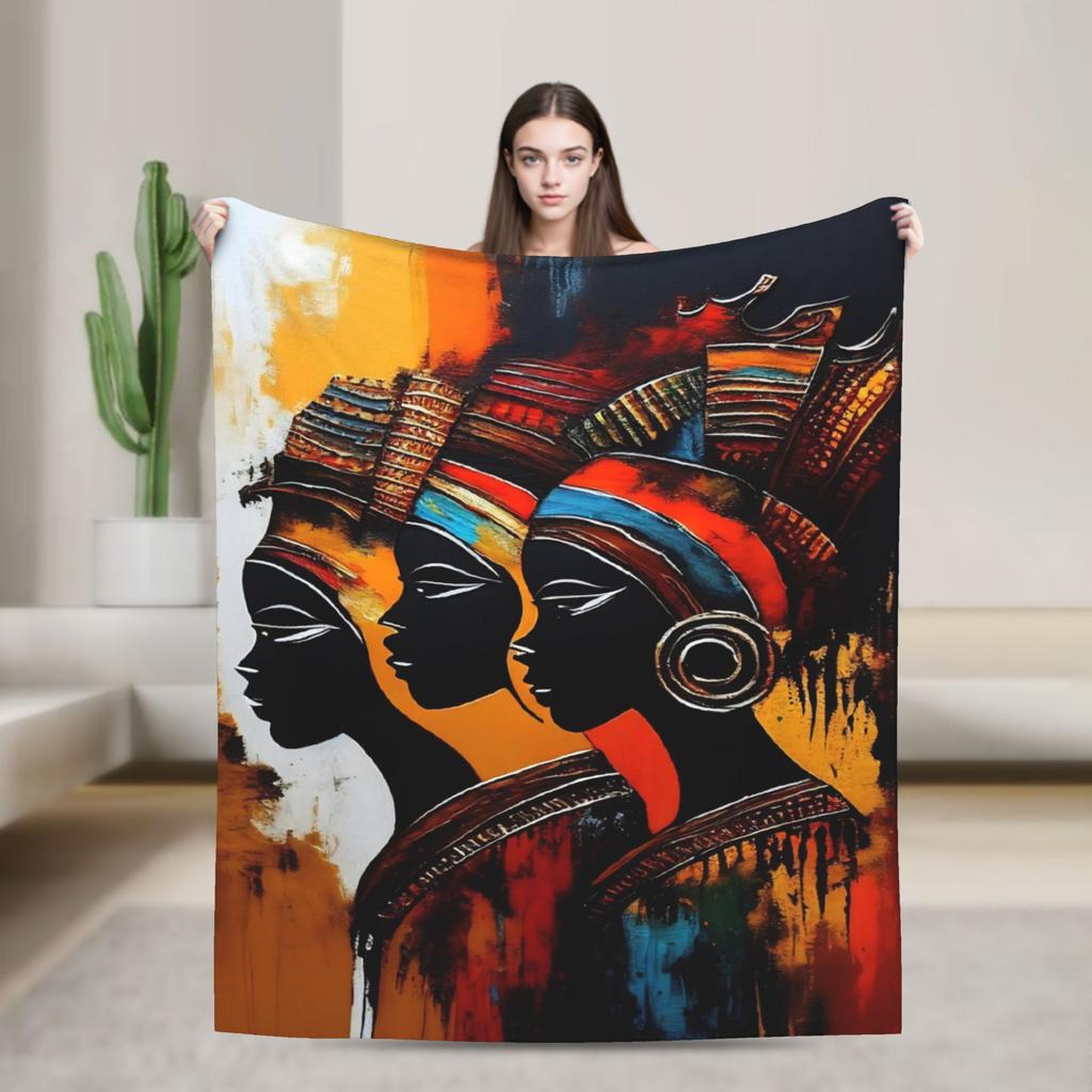 Super Soft ART African Ethnic-Style Throw Blanket Premium Fleece Flannel Lightweight Bed Blanket Cozy Plush Blankets