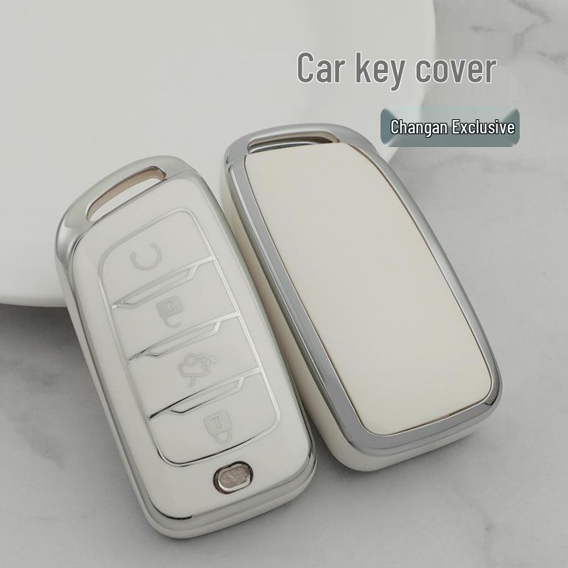 Changan CS35 Plus/CS85 Coupe Car Key Protective Cover, Silver Edge, for Women