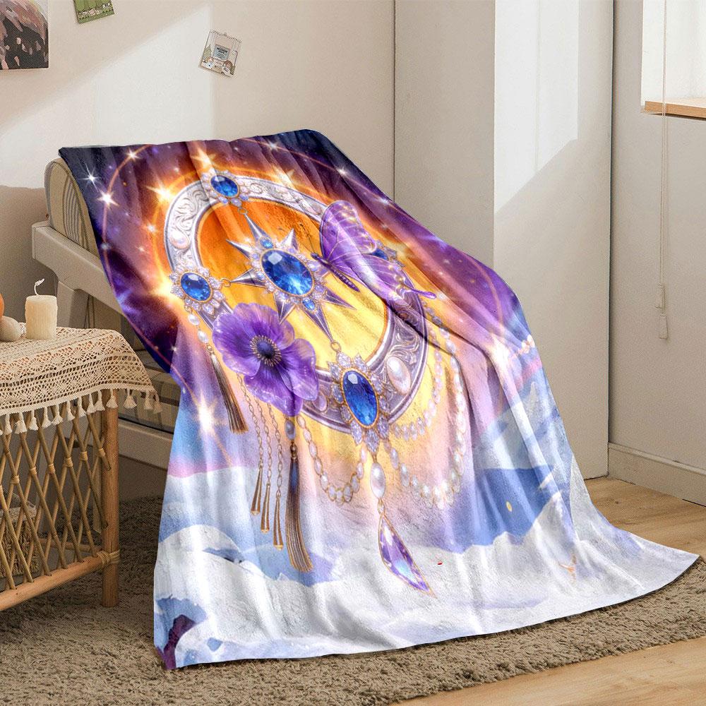 

Beautiful Dreamy Gem Moon Printed Blanket Children Adult Soft and Warm Bedding for Sofa Outdoor Travel Cover Blanket 75x90cm